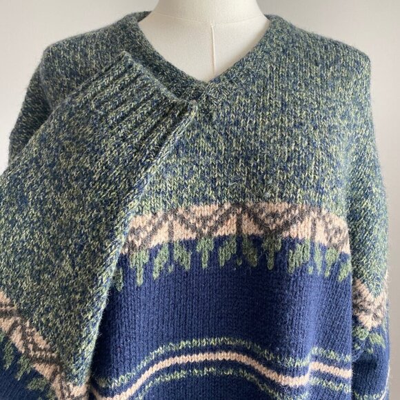 XL Vintage Structure Shetland 100% Wool Sweater FairIsle - Picture 1 of 10